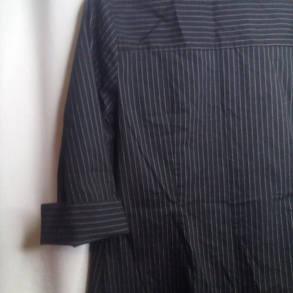 Worthington Blouse Shirt Women L Button Up 3/4 Sleeve Stripe Black White - Picture 2 of 16